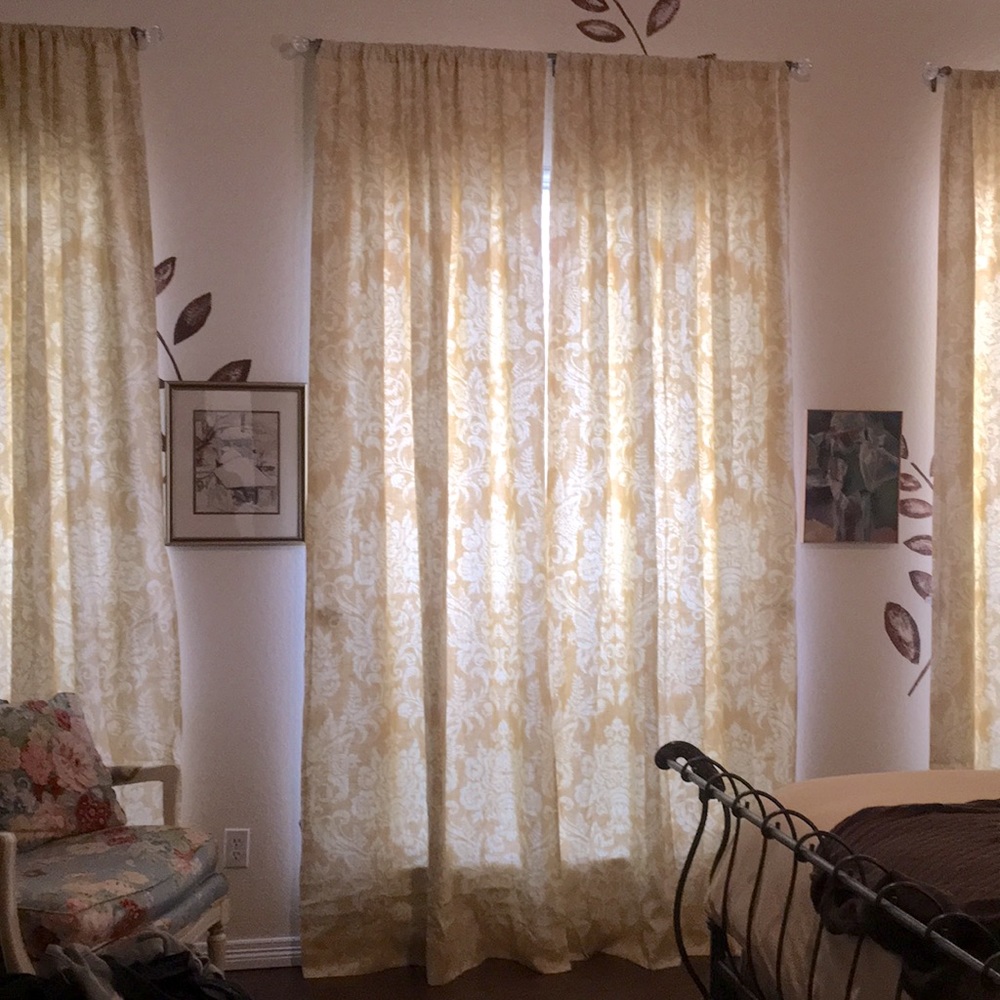 (1) 108” Restoration Hardware Linen Damask Drapery